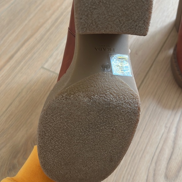 PRADA GUM SOLE COGNAC LEATHER PLATFORM BOOT 37.5 - Picture 3 of 6